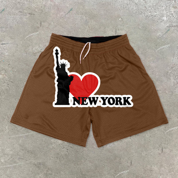 New York Pattern Casual Street Mesh Shorts