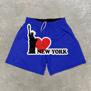New York Pattern Casual Street Mesh Shorts