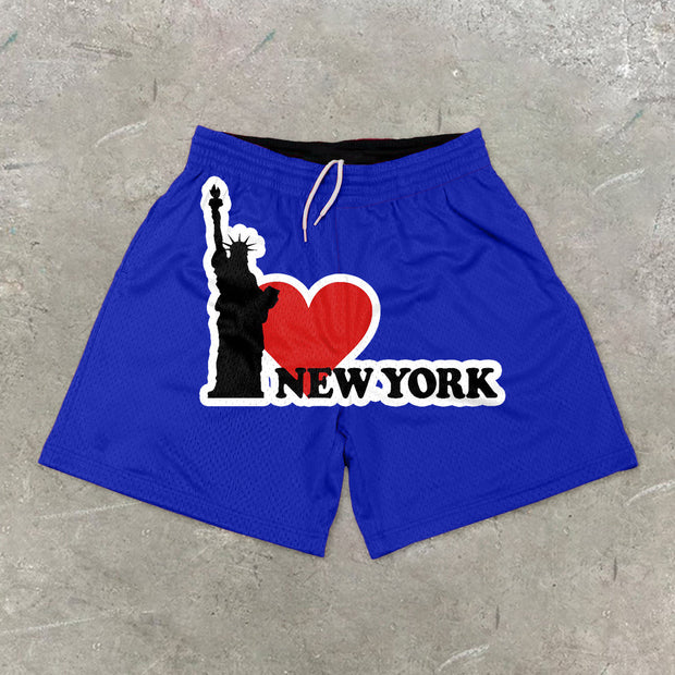 New York Pattern Casual Street Mesh Shorts