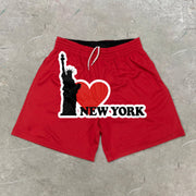 New York Pattern Casual Street Mesh Shorts