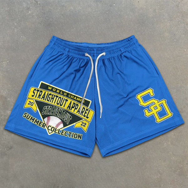 Baseball Graphic Print Elastic Shorts