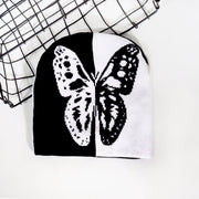 Two-color butterfly knitted hat, fashionable and versatile hat