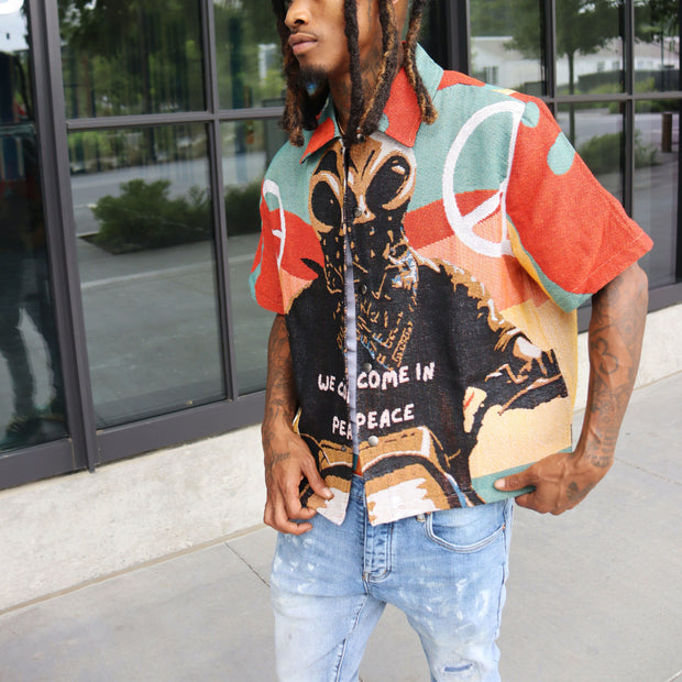 We Come in Peace Tapestry Shirt Jacket