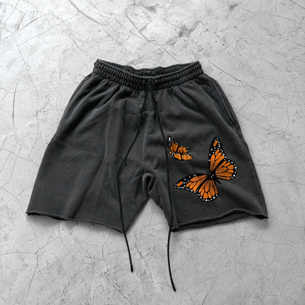 Fashion Retro Grey Street Butterfly Shorts