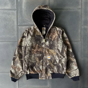 Vintage Zip-Up Hooded Camouflage Sweatshirt