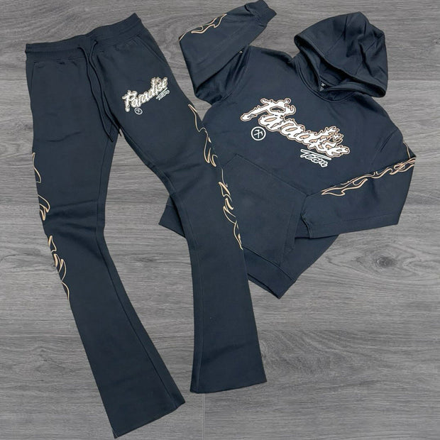 Casual Letter Print Hoodie Sweatpants Set