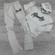 Casual Letter Print Hoodie Sweatpants Set