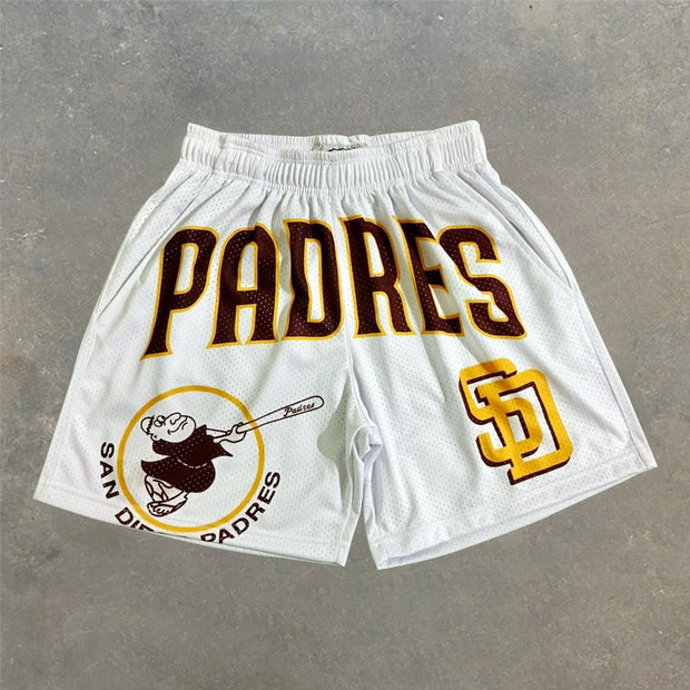 Fashionable and personalized sports mesh print shorts