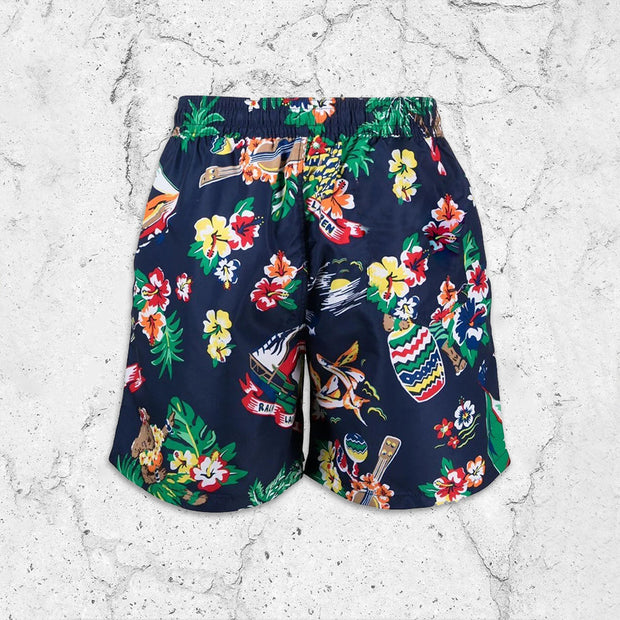 casual botanical print beach shorts