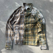Vintage patchwork colorful plaid flannel shirt