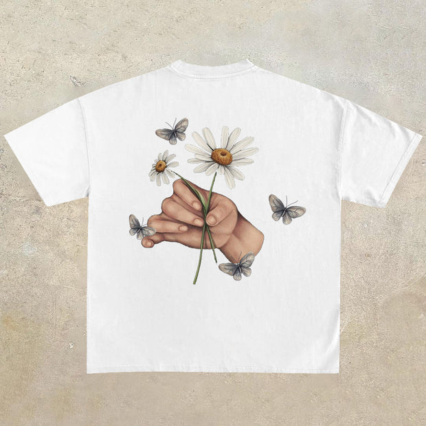 Artistic casual print short-sleeved T-shirt