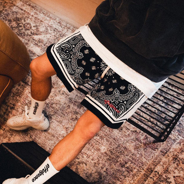 Paisley print casual street shorts