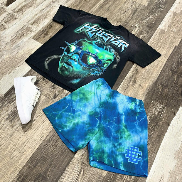 Hell Print Casual T-shirt and Shorts Two-Piece Set