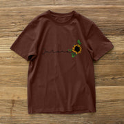 Sunflower fashion print short-sleeved couple T-shirt