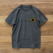 Sunflower fashion print short-sleeved couple T-shirt