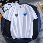 Loose cotton printed round neck short sleeves