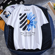 Loose cotton printed round neck short sleeves