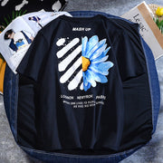 Loose cotton printed round neck short sleeves