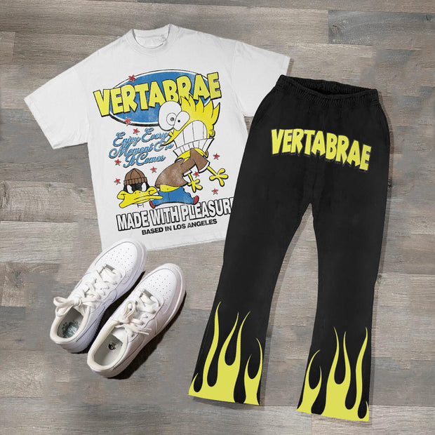 Vertabrae Cartoon Print Two Piece Set