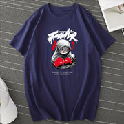 Street style short-sleeved casual loose I-line round neck T-shirt