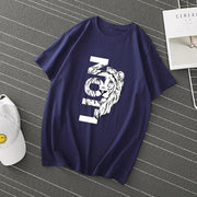 Street style short-sleeved casual loose I-line round neck T-shirt