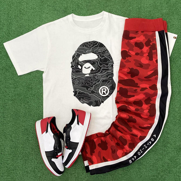 Personalized Camouflage Print T-shirt Sweatpants Two Piece Set