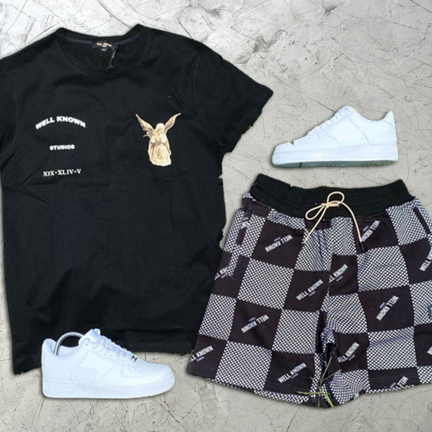 Graphic Print Short Sleeve Two-Piece Shorts