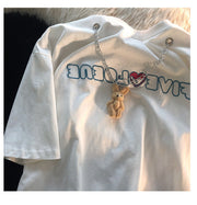 Loose casual short-sleeved necklace pendant bunny couple models