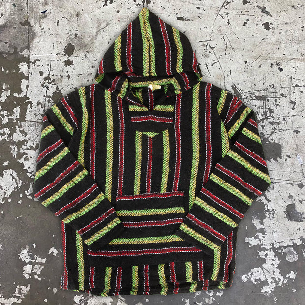 Casual fashion street striped cotton and linen hoodie