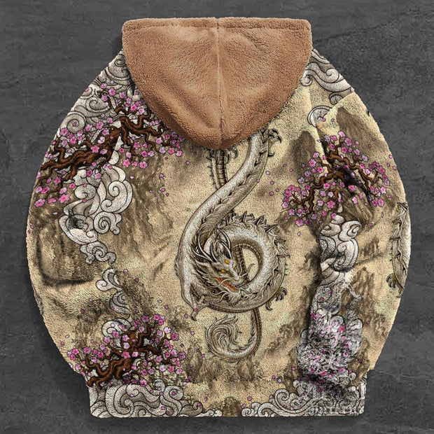 Music Dragon Retro Print Tide Brand Plush Hoodie