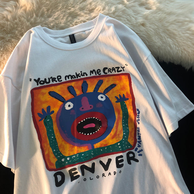 Personality printed loose t-shirt