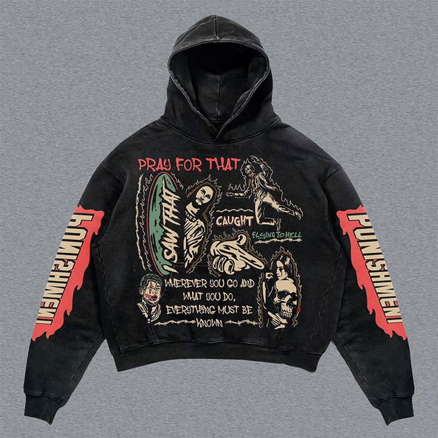 Vintage Jesus Skull Print Hoodie