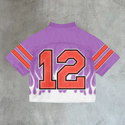 Personalized contrast color flame mesh jersey