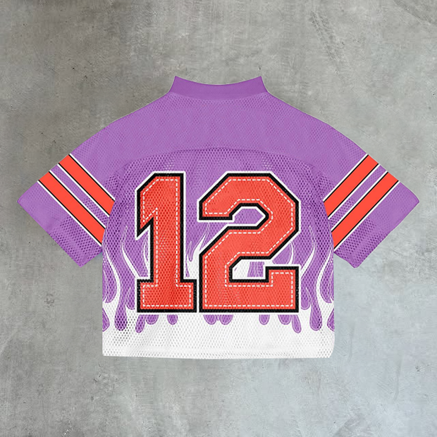 Personalized contrast color flame mesh jersey