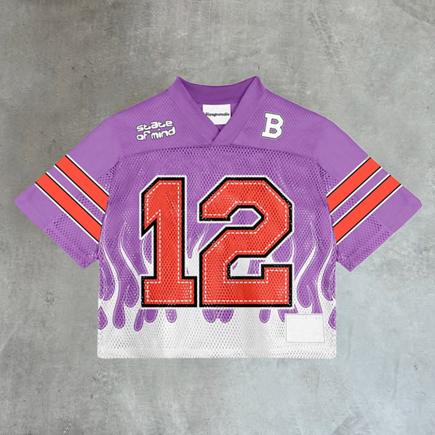 Personalized contrast color flame mesh jersey