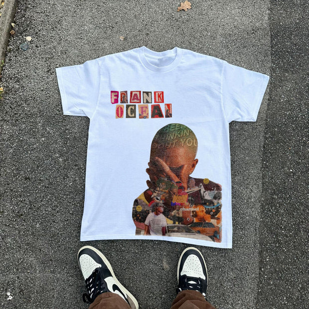 Street style personalized print oversized short-sleeved T-shirt