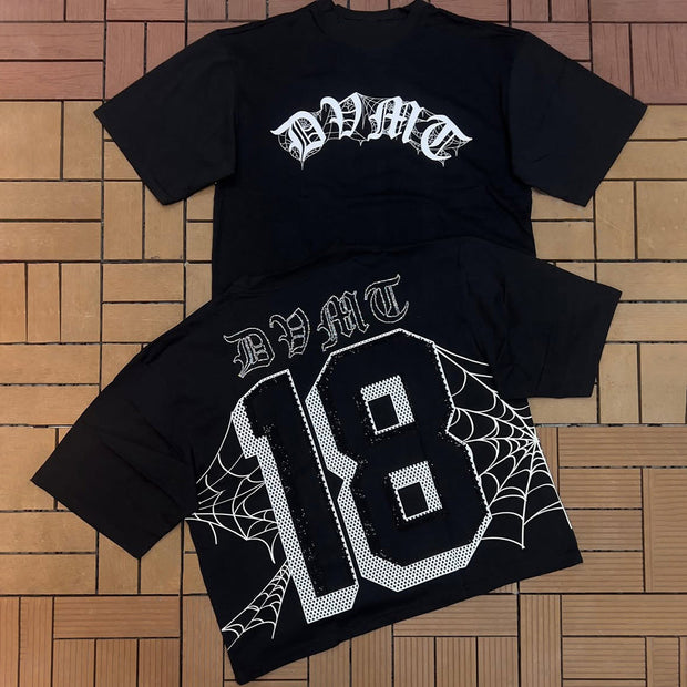 No.18 Spider Web Print Short Sleeve T-Shirt