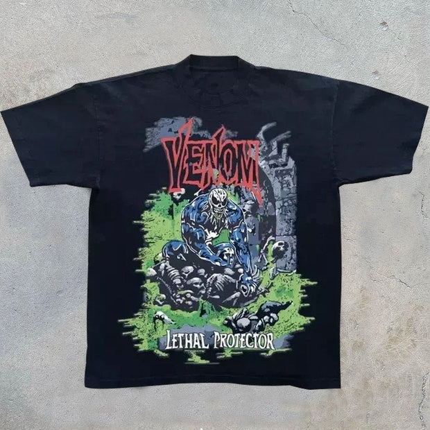 Street style round neck short sleeve printed men's T-shirt