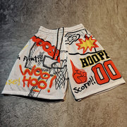 Fashionable preppy print sports double-layer shorts