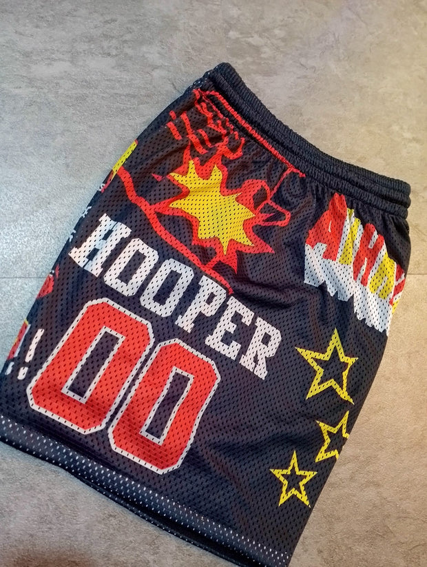 Fashionable preppy print sports double-layer shorts