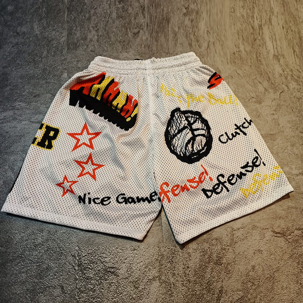 Fashionable preppy print sports double-layer shorts