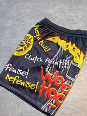 Fashionable preppy print sports double-layer shorts