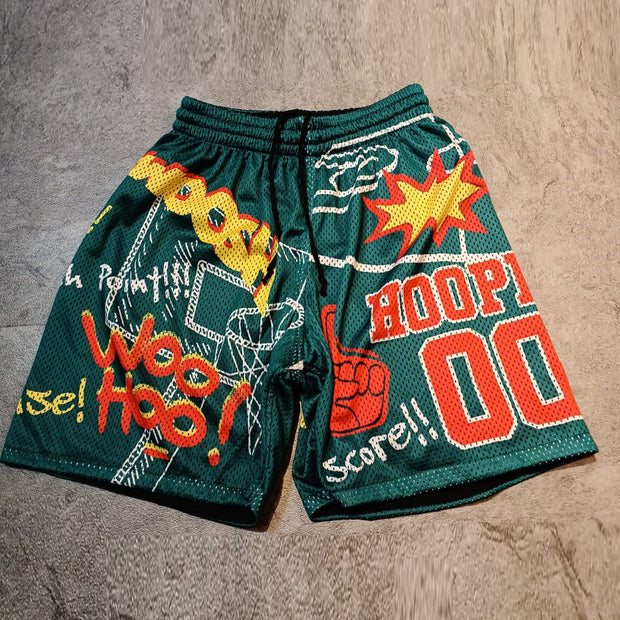 Fashionable preppy print sports double-layer shorts