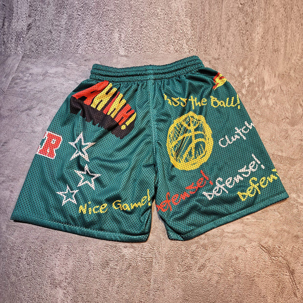 Fashionable preppy print sports double-layer shorts