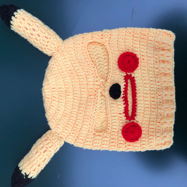 Woolen Knitted Pikachu Hat Autumn and Winter Warm Hood Sand Sculpture Hood Hat