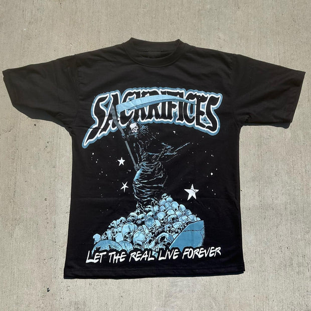 Real live forever death print T-shirt