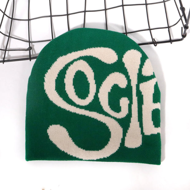 Personalized all-match SOG letter jacquard knitted hat