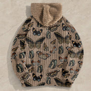 Vintage Butterfly Print Trendy Corduroy Hoodies