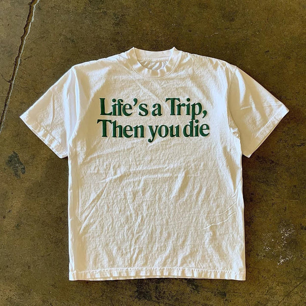 Casual Preppy Letter Print Short Sleeve T-Shirt