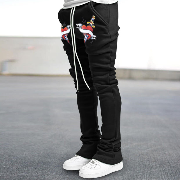 Trendy pattern retro street flared trousers